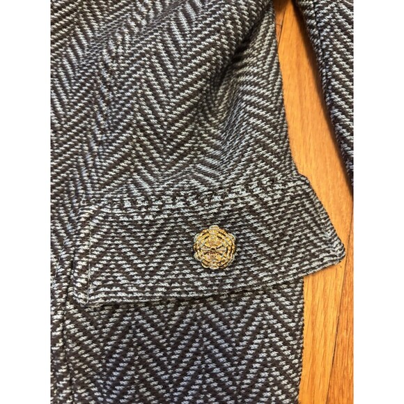 St. John Collection Knit Vintage Blue Black Herringbone Blazer Jacket Size 6 - Picture 4 of 7